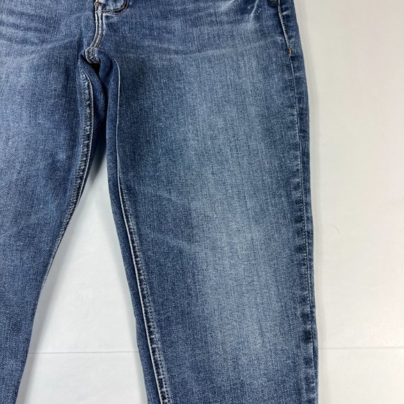 Silver Jeans Women's 27 Kenni Crop Blue Fade Stretch Step Frayed Hem Denim Pants - Picture 2 of 16